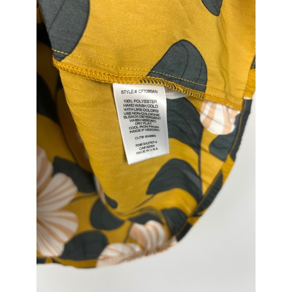 Eva Franco Ikebana Mustard Floral Blouse Size 6 Flutter Sleeve Top Anthropologie - Picture 5 of 6